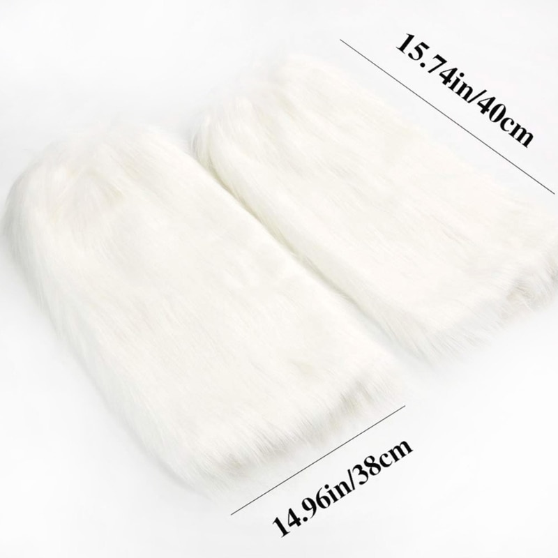 667E Sexy Women Fur Leg Warmers Faux Fur Furry Fuzzy Leg Warmer Christmas Fur Stockings Womens Faux Fur Fuzzy Warmer