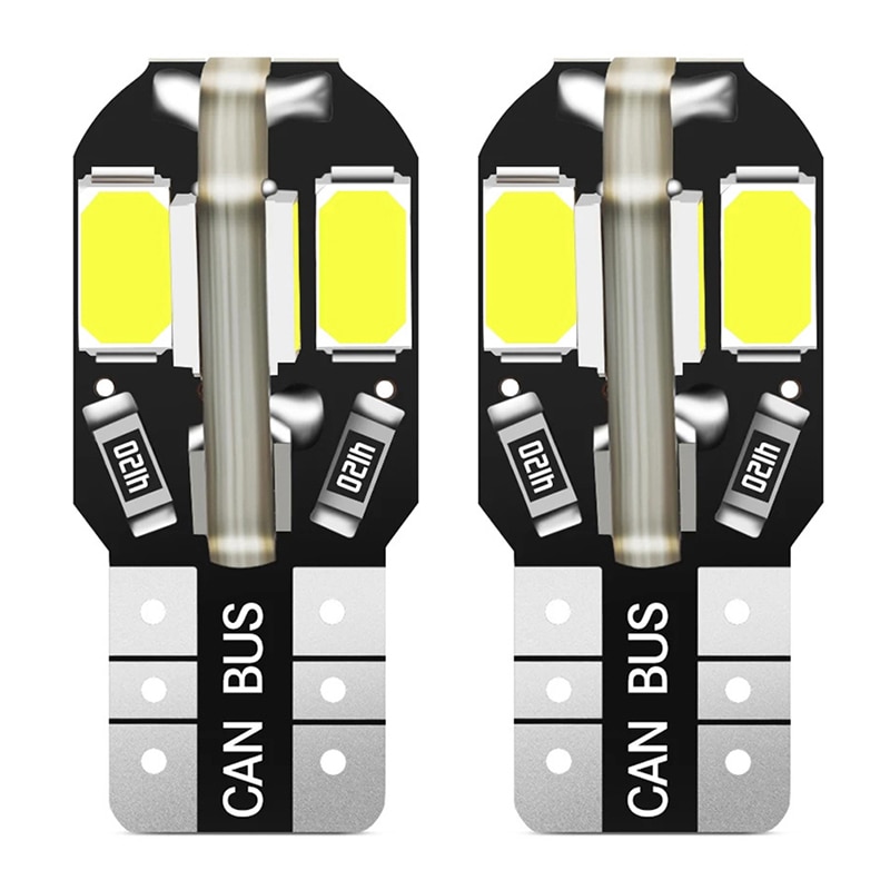 2pcs Auto Led T10 W5W Led Bulb Auto T10 5630 8Smd License Plate LED Lamp 6000K White For Car Dome Light 12V