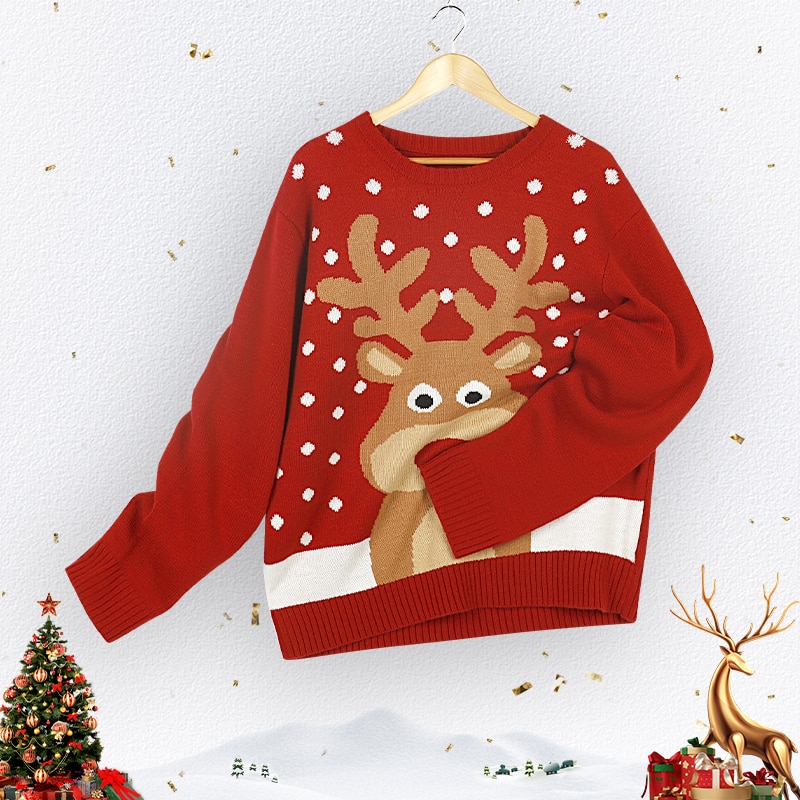 Phantasy Fashion Autumn Winter Christmas Print Sweater for Women Casual Long Sleeve O Neck Pullover Sweater Loose Cute Sweater