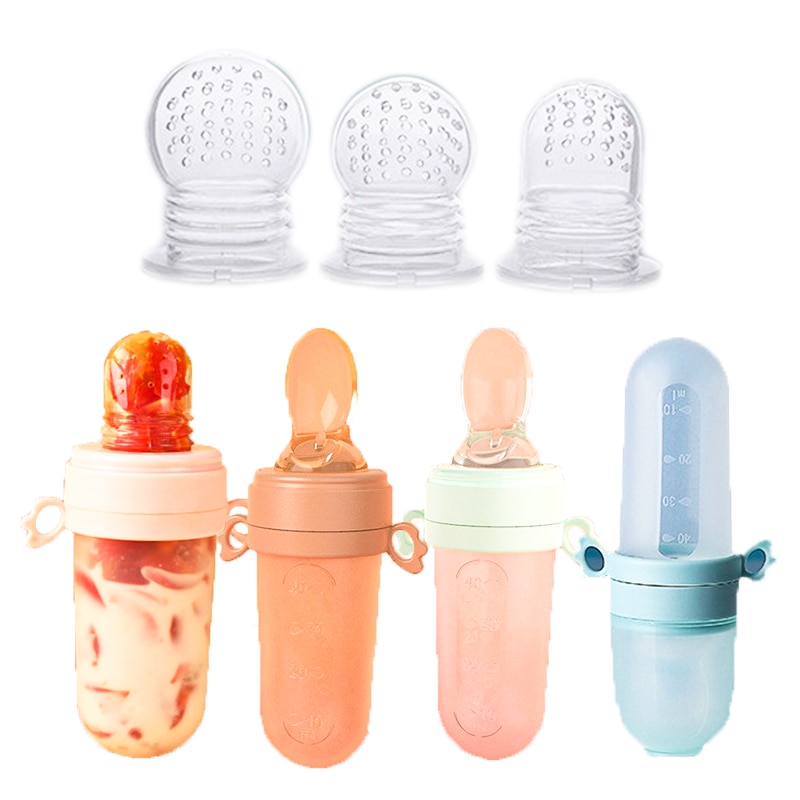 Baby Food Feeder Eat Fruit Complementary Food Baby Bite Bag Feeding Rice Cereal Spoon Silicone Pacifier Tool Baby Supplies
