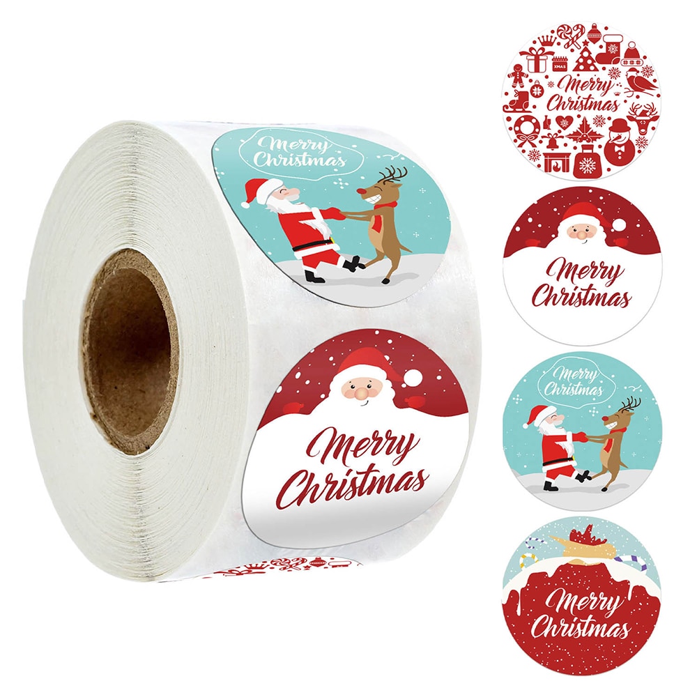 100-500pcs Christmas Gift Box Sticker Xmas Baking Sealing Sticker Merry Christmas Candy Bag Sticker New Year DIY Lables