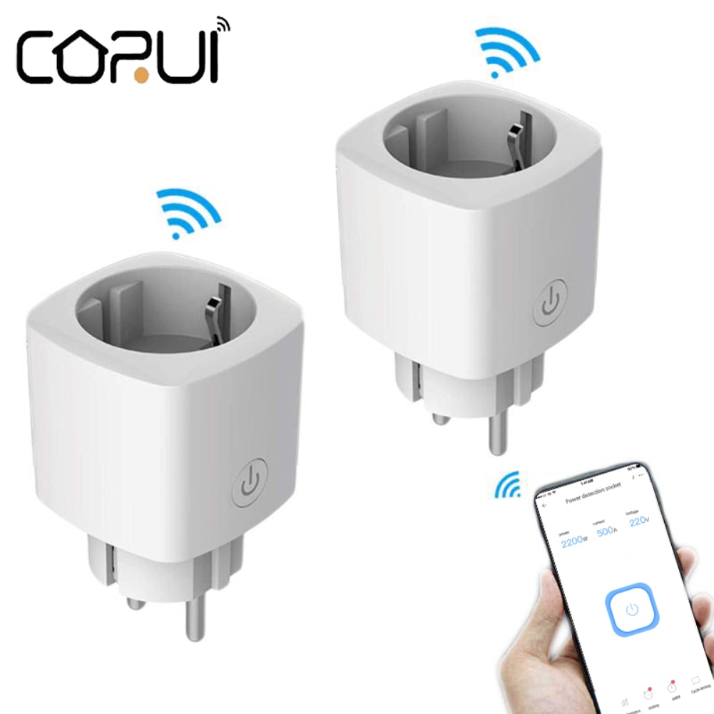 CORUI 16A EU Plug EWelink Bluetooth-compatible WIFI Dual Mode Timer Socket Fire Retardant Power Monitor Ladron Enchufe Europeo