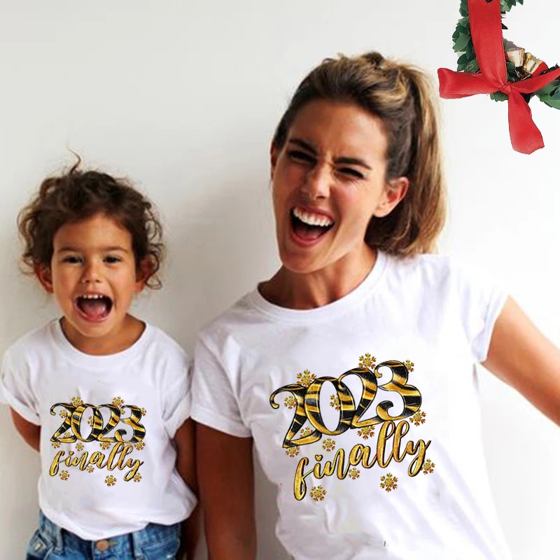 Family Matching Set 2033 Adult Kid Baby Family Matching Outfits 2023 Finally Letter Print Mommy Daddy Kids Baby Unisex Clothes