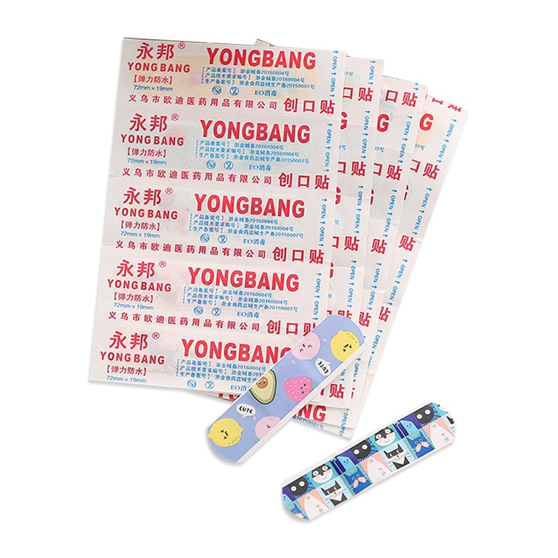 100pcs Breathable Band Aid Strip Cartoon Wound Dreesing Plaster Medical Tape for First Aid Skin Patches Adhesive Bandage Plaster
