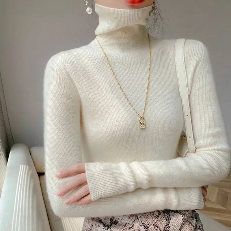 Turtleneck Pullover Ladies Sweater For Women Winter Thick Warm Pullovers Tops Long Sleeved Soft Sweaters Black Jumpers Female