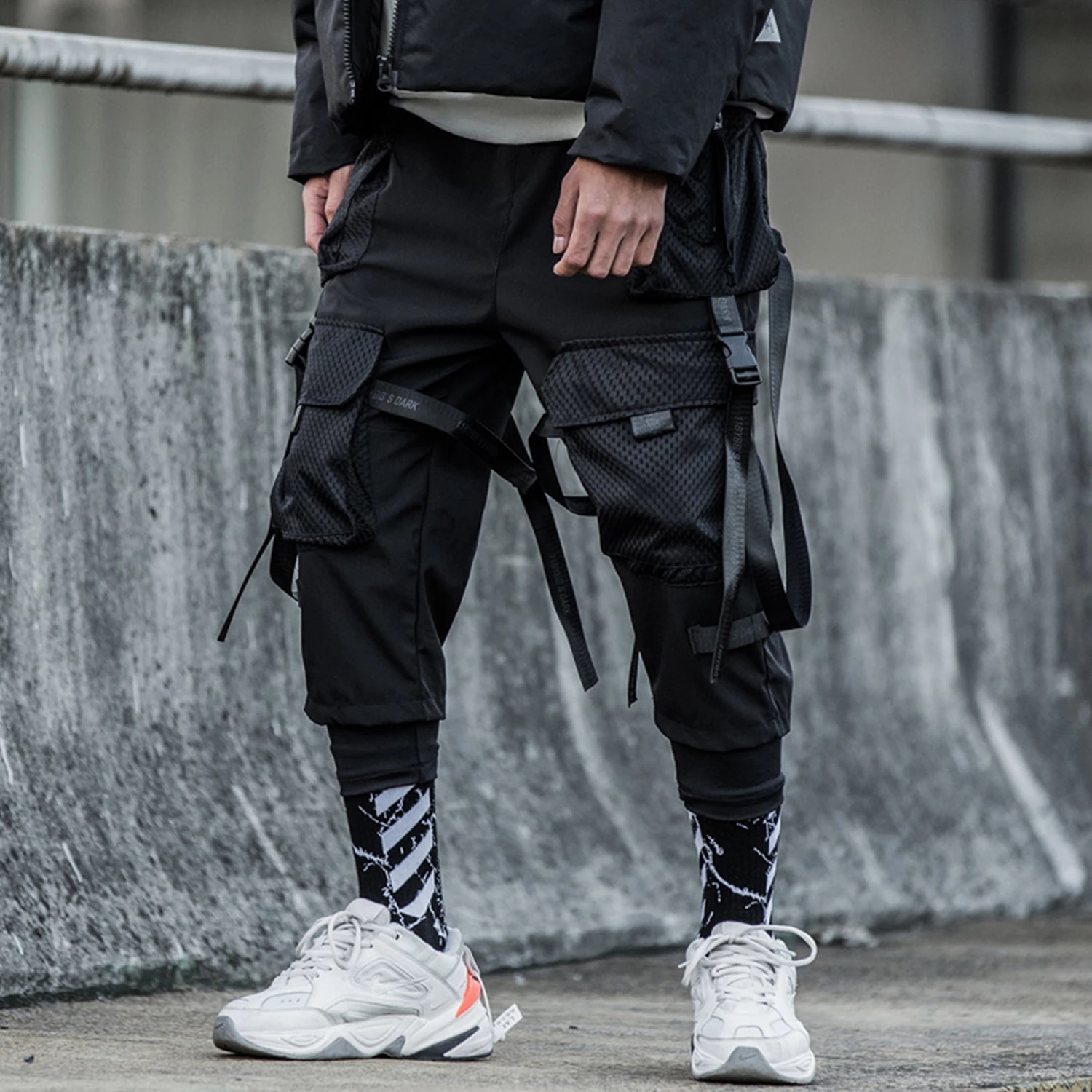 Detachable Multi-Pocket Cargo Pants Men Harajuku Hip Hop Streetwear Joggers Man Elastic Waist Sweatpants Techwear