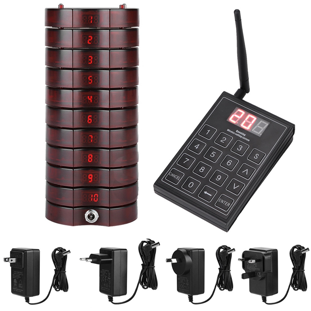 SU-668 Restaurant Coaster Pager System 10 20 30 Waiting Buzzers For Cafe Church Clinic Food Truck Hospital Transport