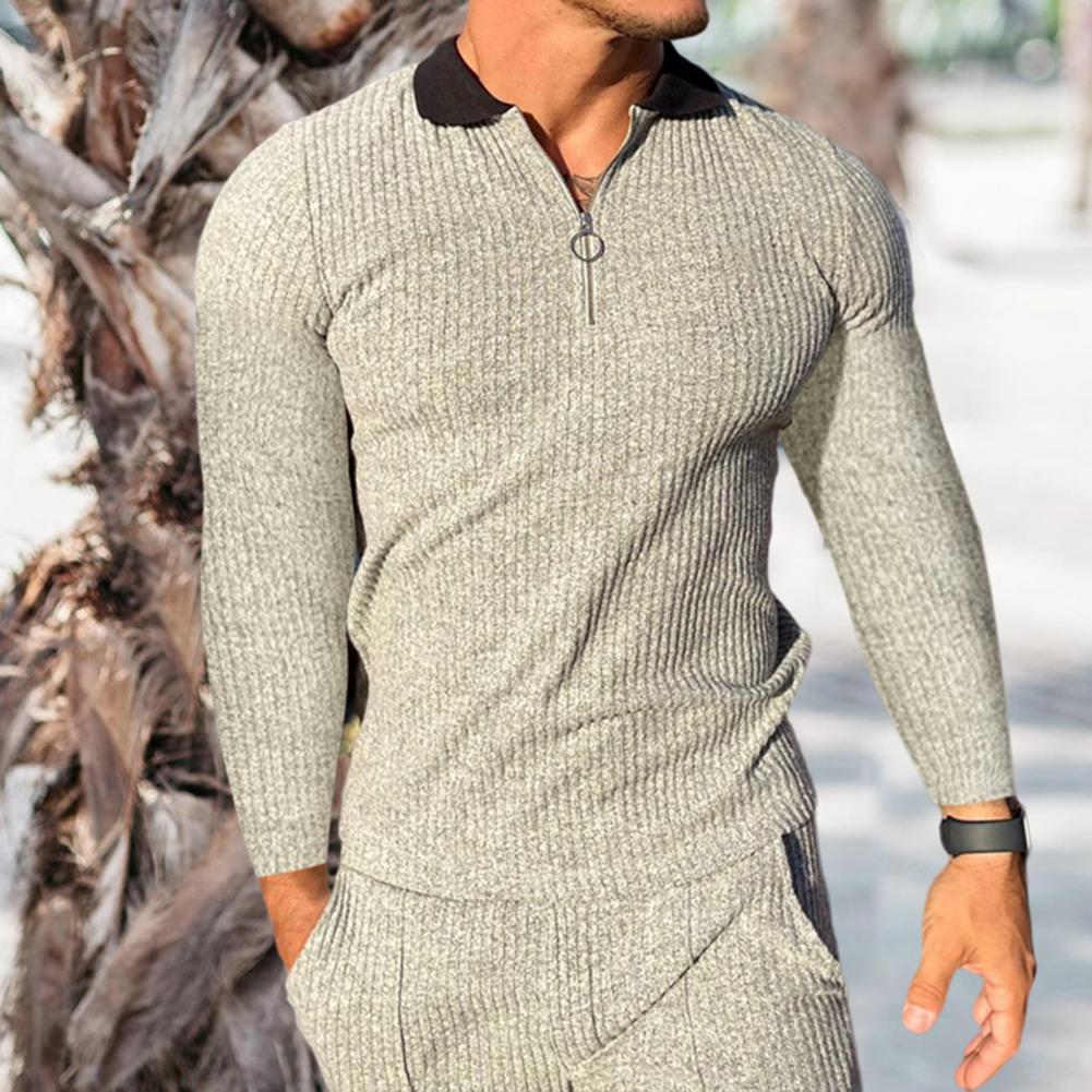 Pockets 2 Pcs/Set Chic Long Pants Men Shirt Pants Suit Casual Men T-shirt Pants Set Pullover for Daily Wear