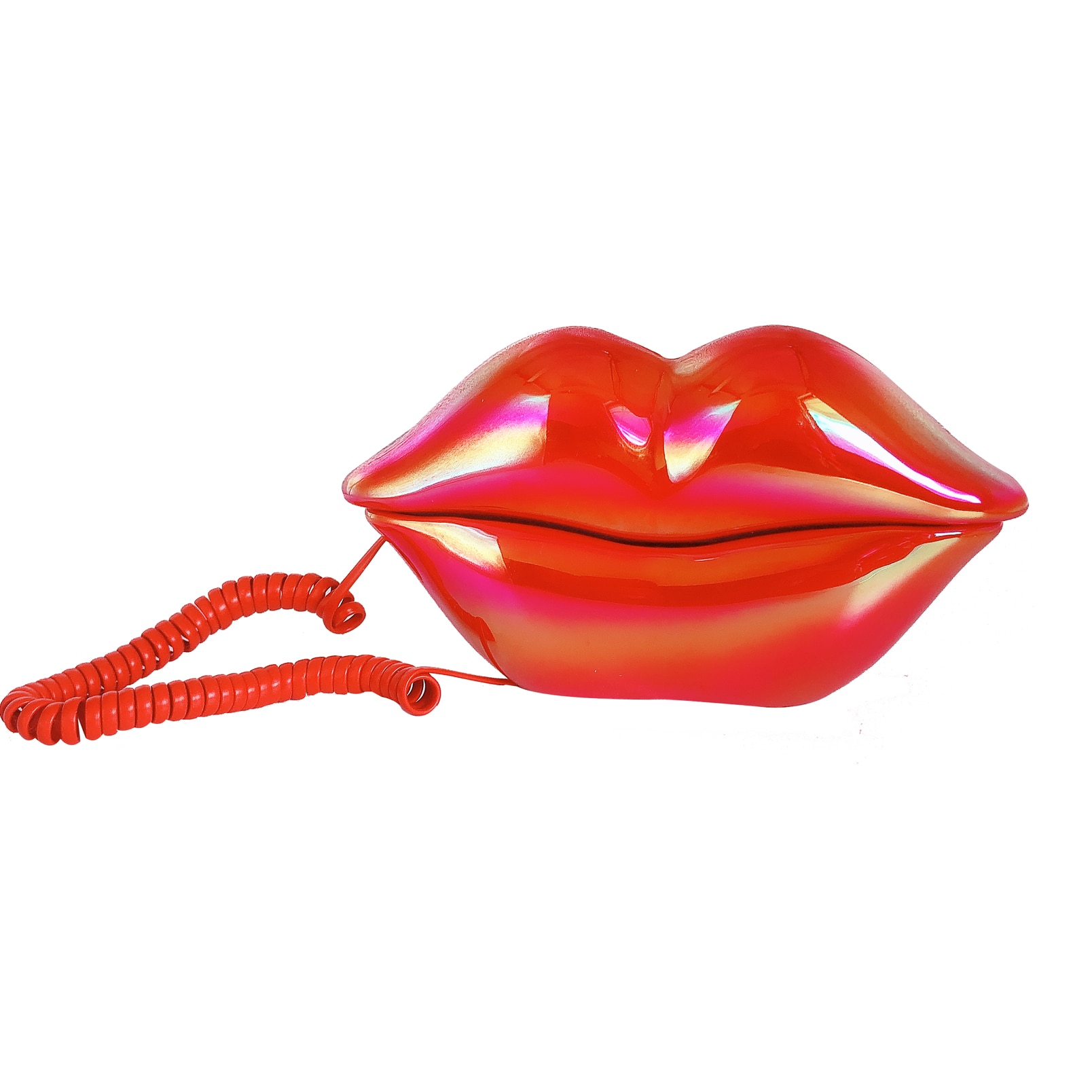 Red corded Telephone, Novetly Analog Basic Phone for Home office hotel decor, corded Landline Lip Phones for Photography
