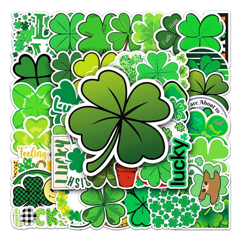 50pcs Four Leaf Lucky Clover Stickers paster Cartoon characters anime movie funny decals scrapbooking diy waterproof decorations