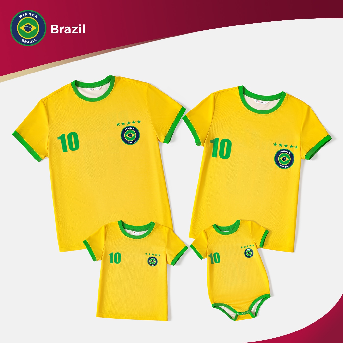 PatPat Family Matching Short-sleeve Graphic Yellow Football T-shirts (Brazil)
