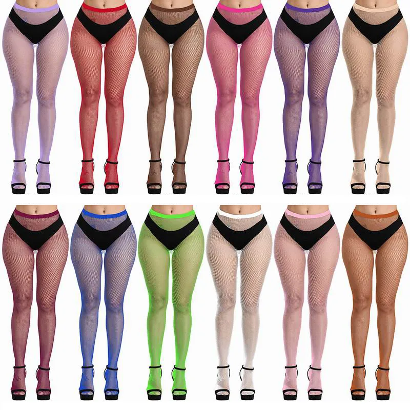 Female Sexy Cut Out Mesh Stockings Mix Colorful Elastic Small Holes Net Stockings For Woman