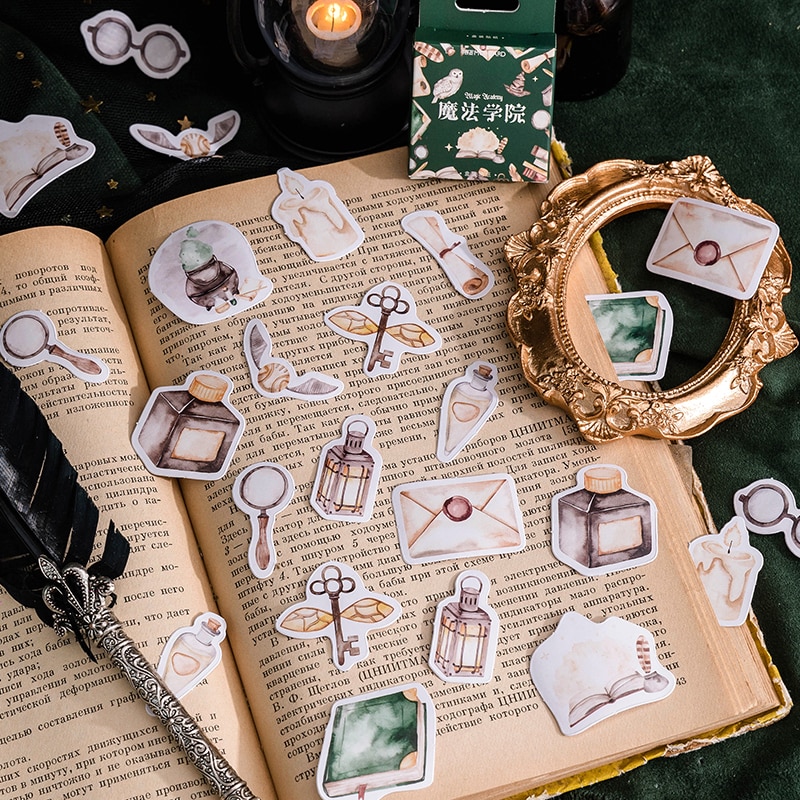 45Pcs box Cute Magic Academy Boxed Stickers Diary Adhesive School Scrapbooking Decorative DIY Stickers Stationary 4CM