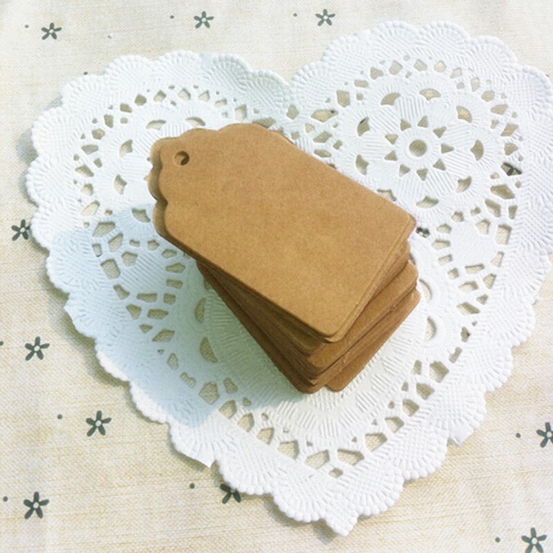 100PCS Natural Brown Kraft Paper Tags With Jute Twine For DIY Gifts Crafts Price Tags Luggage Tags Name Tags