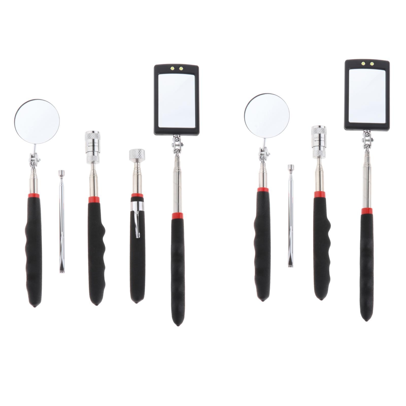Telescoping Pick Set Telescoping Handle 360 Swivel Adjustable Mirror with Handle Retractable Fit for Car Maintenance