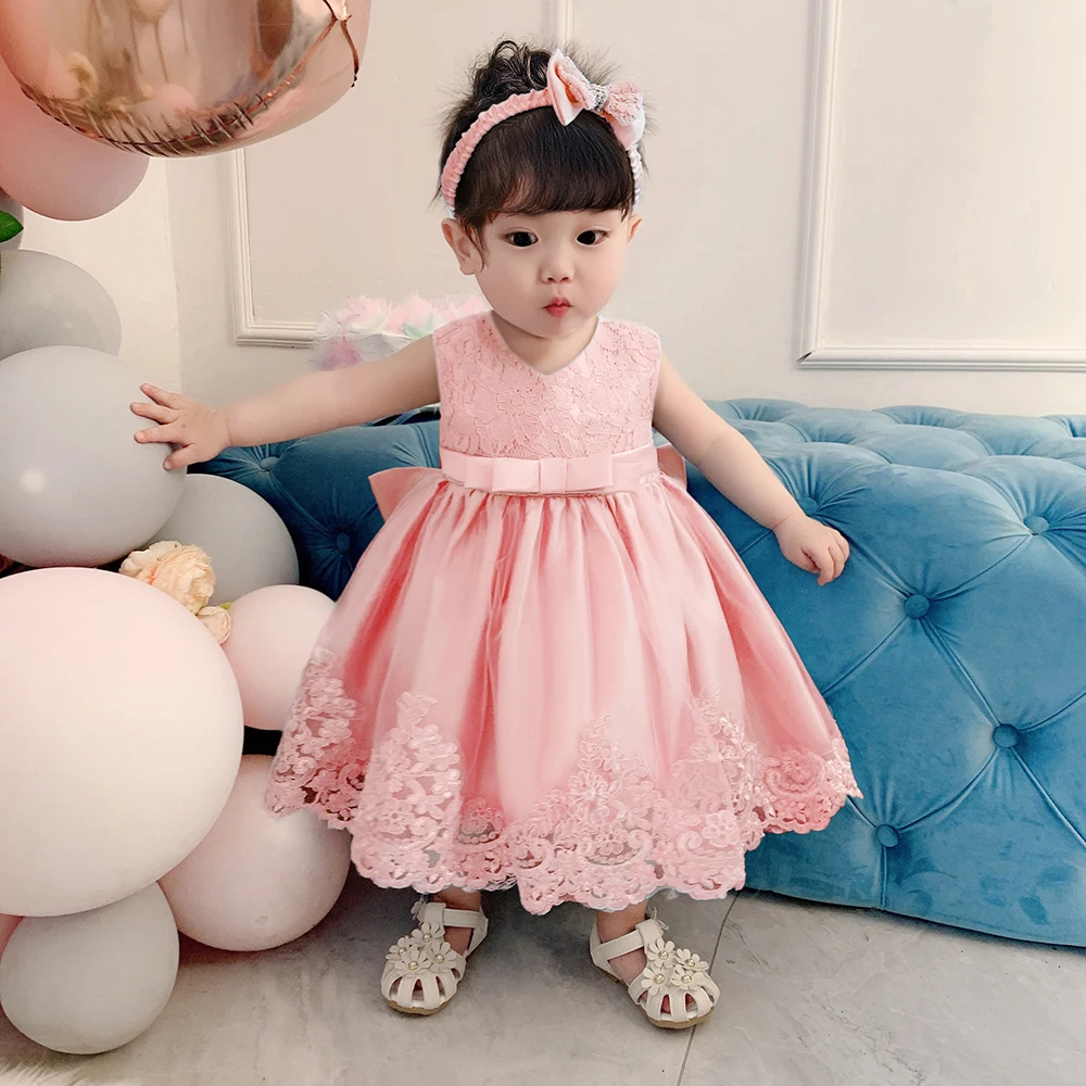 Girl Party Dress Newborn Lace Patchwork Princess Dresses For Baby Girls 1st Birthday Children Costume Infant Clothes Wholesales