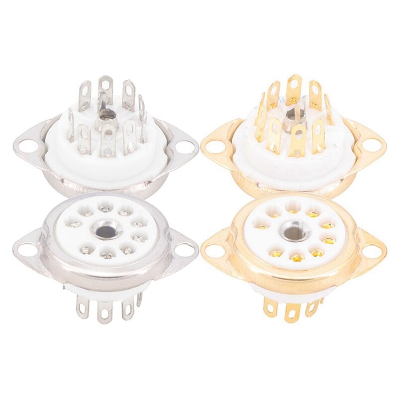 20PCS Ceramic B9A Silver-Plated 9Pin Vacuum Tube Socket Panel Chassis Mount For ECC81 ECC82 ECC83 EL84 6922 Vacuum Tube