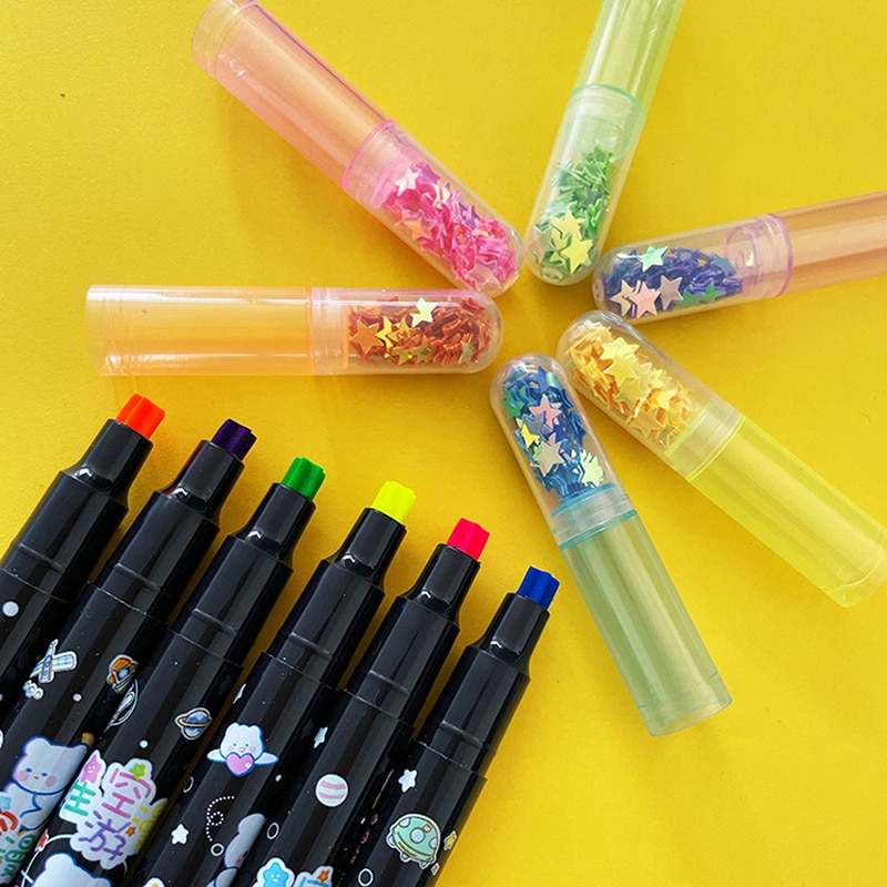 6 Color/Set Kawaii Pentagram Pen Head Highlighter Pen Candy Color Stamper Pen Hand Account Student Gift School Stationery Supply
