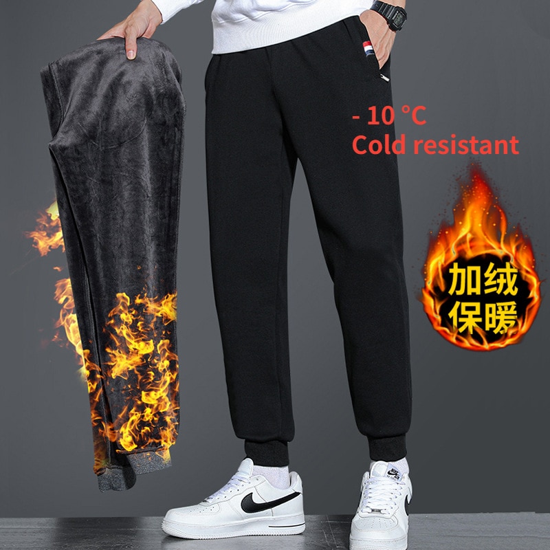 Winter Warm Fleece Pants Men 2022 Thick Thermal Sweatpants Male Trousers Fashion Men Joggers Slim Fit Elastic Waist Clothing