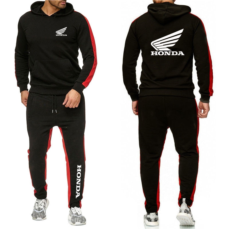 2021 New Mens Tracksuit Honda Wing Printed Hoodie Suits Hooded Sweatshirt+Pants 2 Pieces Men Sets Running Fitness Men Clothing