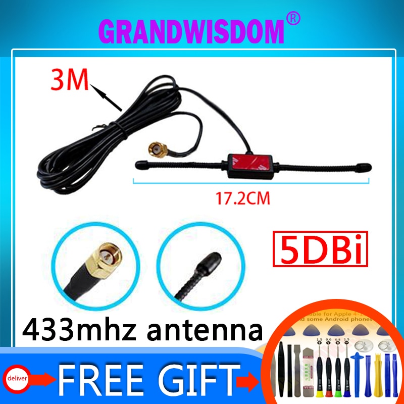 GrWi RF Antenna 5dBi 433mhz antenna DAB / DAB + Car Radio fm Reinforced CMMB Patch High Gain antena SMA Male Plug With 3M Cable