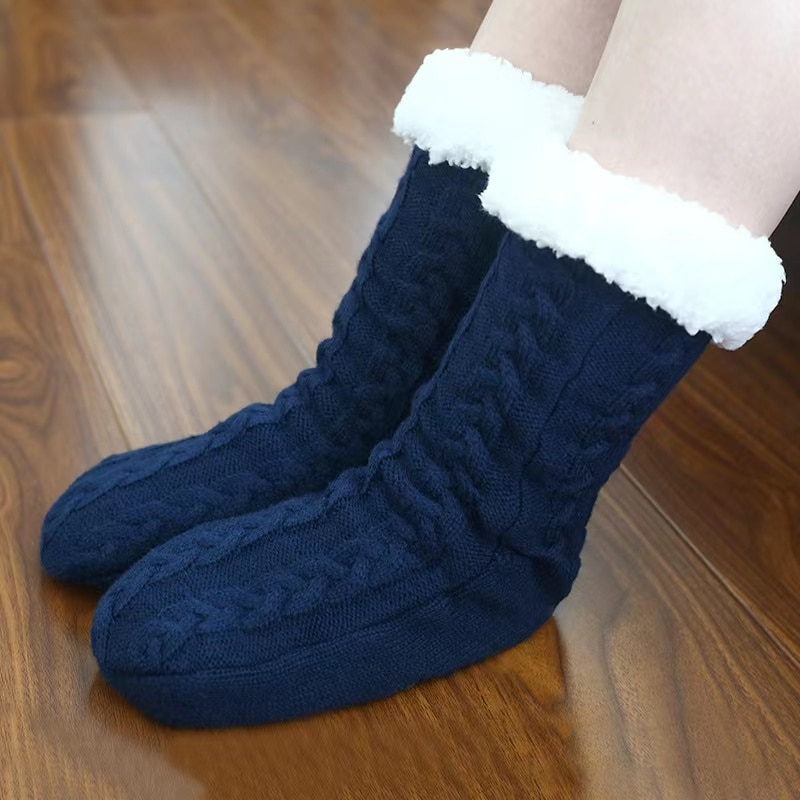 Autumn and Winter Plush Thickened Sleeping Home Anti-Skid Cold Insulation Comfortable Warm Foot Cover Women