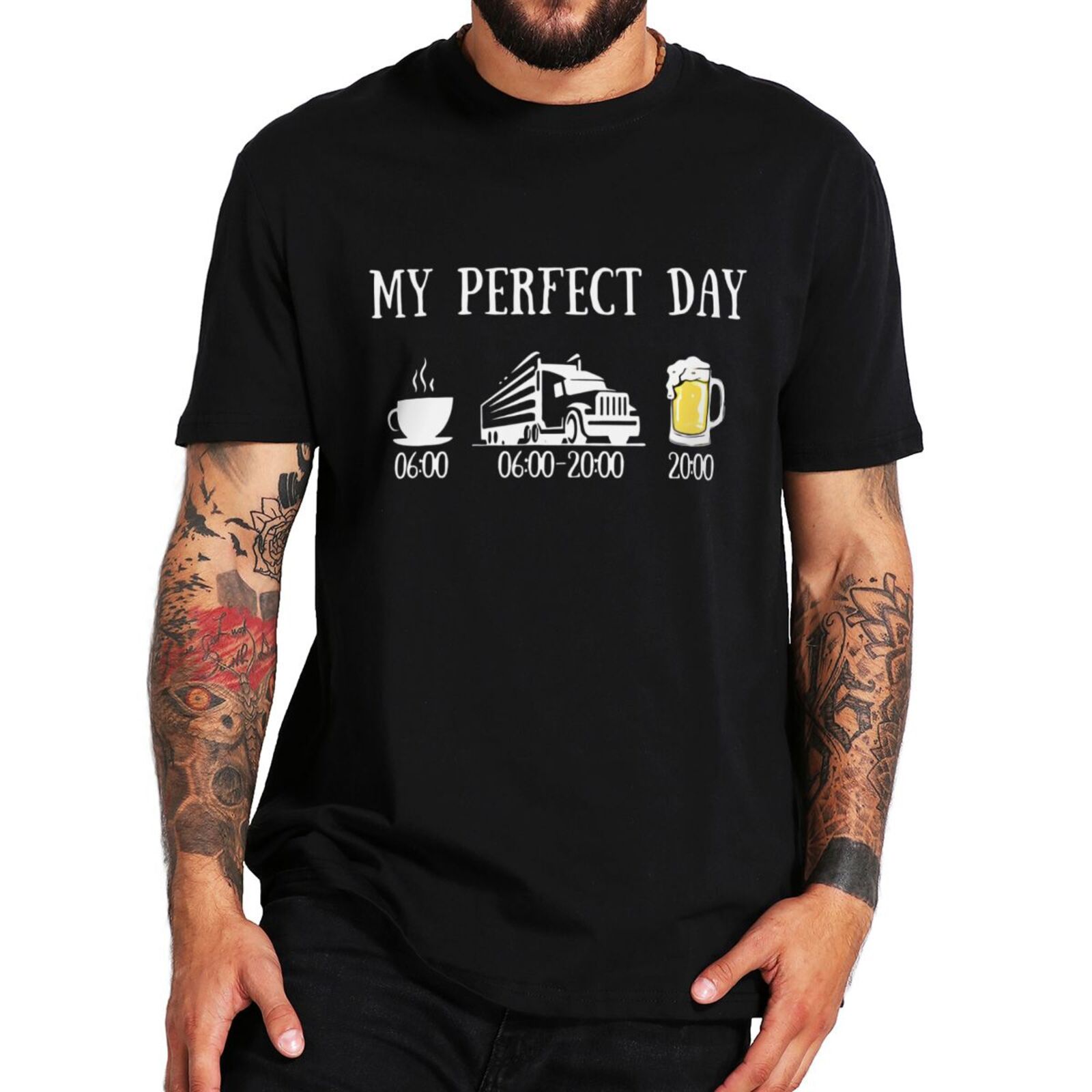 My Day Coffee Beer T Shirt Funny Drinkng Lovers Drivers Humor Men Clothing Casual 100% Cotton Unisex Oversized Soft T-shirt