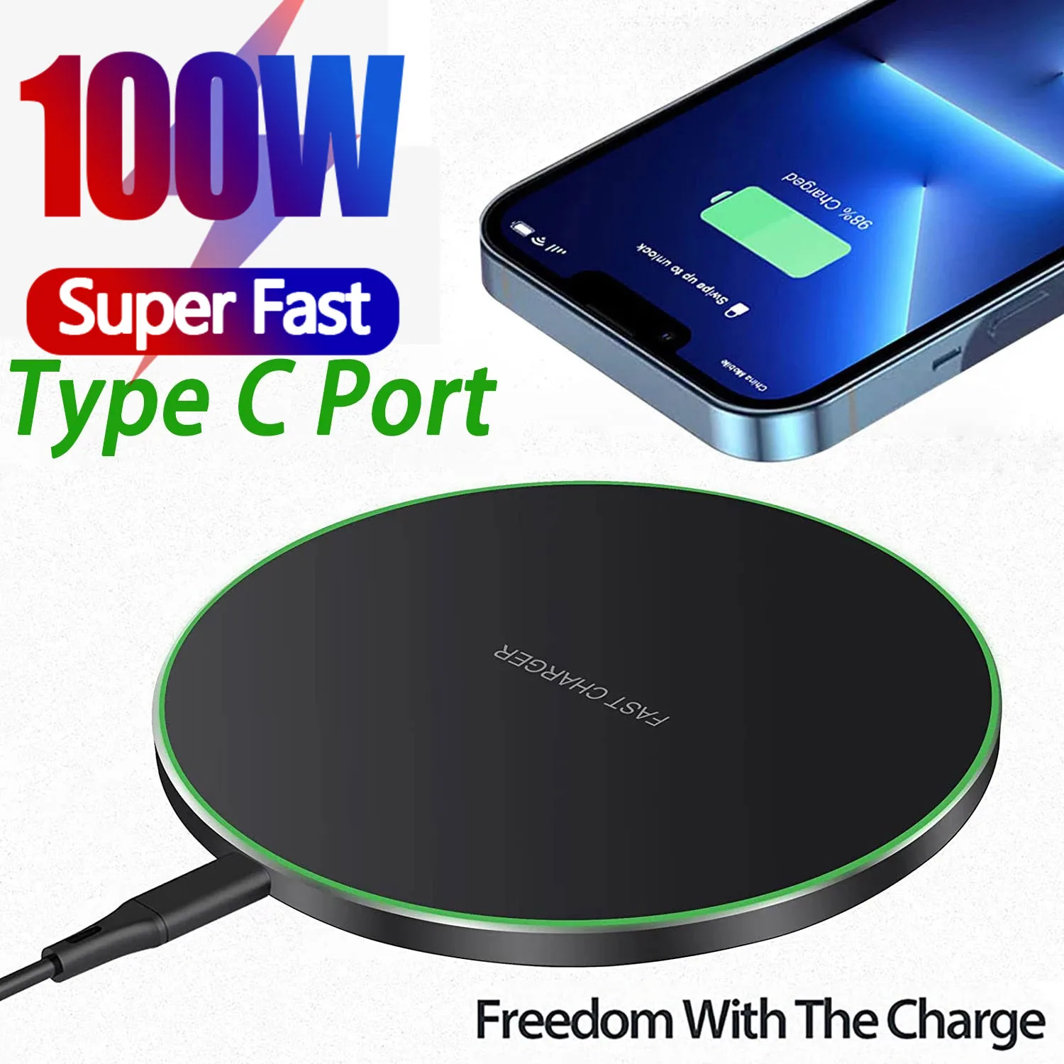 2023 New 100W Wireless Charger for iPhone 15 14 13 X XR XS Max 8 for Samsung S10 S20 Note10 20 Xiaomi Huawei Phone
