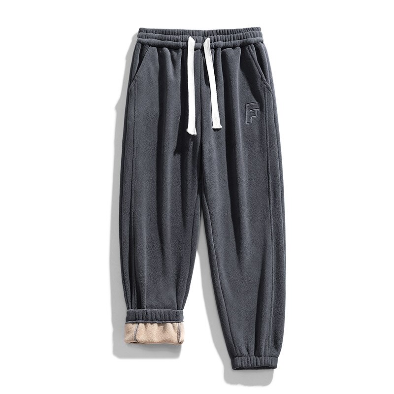 Men's Thicken and Fleece Joggers Casual Pants Winter Warm Drawstring Long Trousers Casual Imitation Fleece Sweatpants