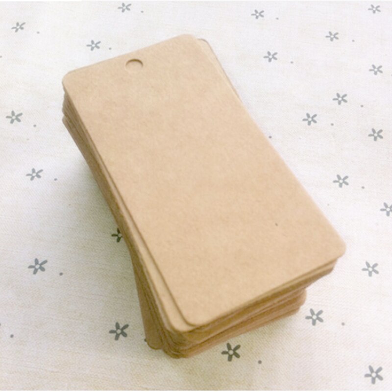 100PCS Brown Kraft Paper Tags Rectangular Label Luggage Wedding Note +String DIY Blank price Hang tag Kraft Gift