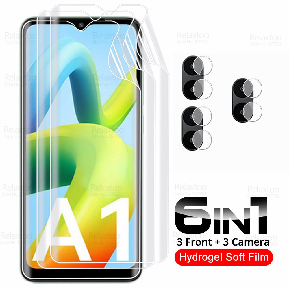 6in1 Camera Glass Hydrogel Film For Xiaomi Redmi A1 Protective Soft Film On RedmiA1 Redme A 1 1A 4G 999D Curved Screen Protector