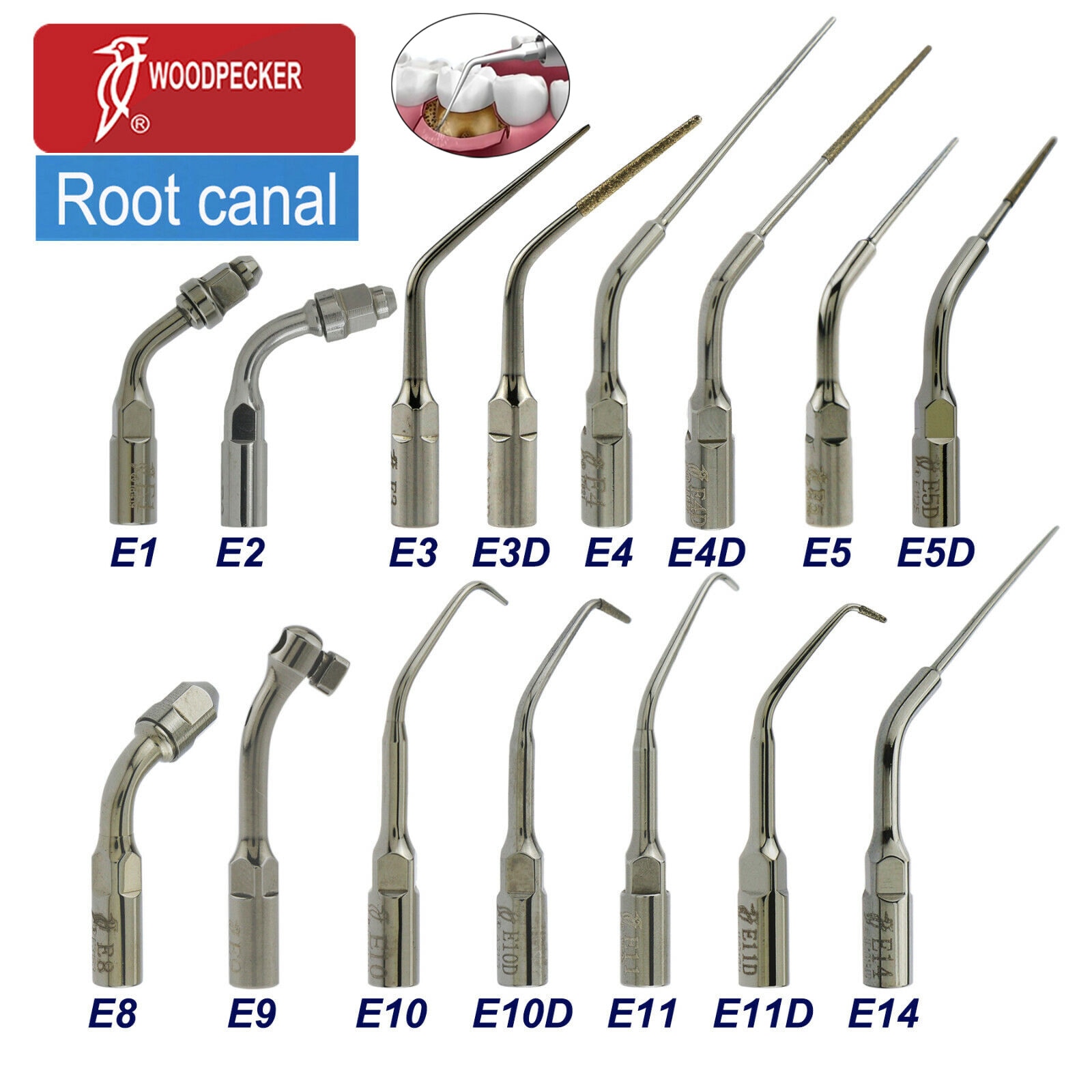 Woodpecker Dental Ultrasonic Scaler Scaling Endo Tips Satalec E-Series Fit EMS UDS Ultrasonic Perio Scaler Handpiece