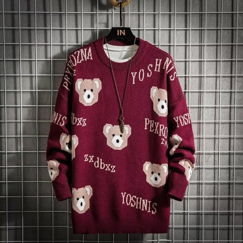 Women Sweaters Oversize Pullover Kawaii Bear Coat Jacket Knitted Y2k Tops Korean Long Sleeve Harajuku Dropshipping Clothing
