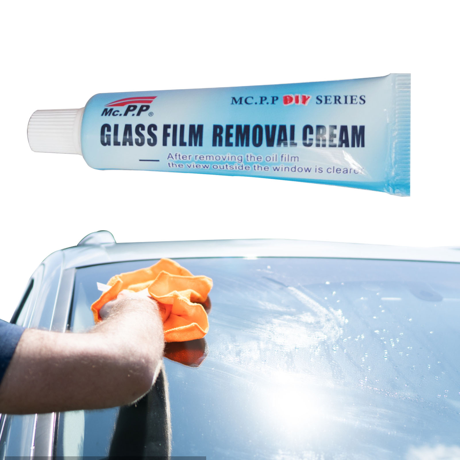 Car Windshield Oil Film Cleaner Glass Oil Film Removing Paste with Brush Automotive Glass Dirt Cleaning Cream
