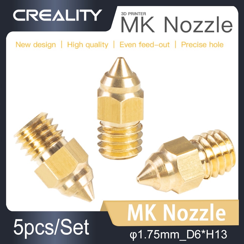 Creality 5Pcs/Set 0.2/0.4/0.6/0.8/1.0mm Hotend Extruder Brass Nozzles for CR-6 SE/Ender-3 Series/Ender 5 Series Printer Original
