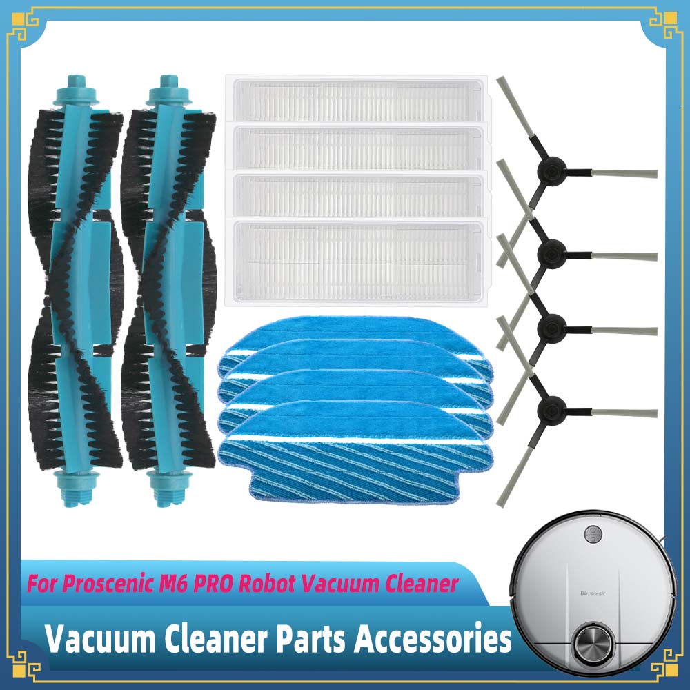 For Proscenic M6 PRO Robot Vacuum Cleaner Replacement Spare Parts Accessories Main Brush Side Brush Hepa Filter Mop Pad
