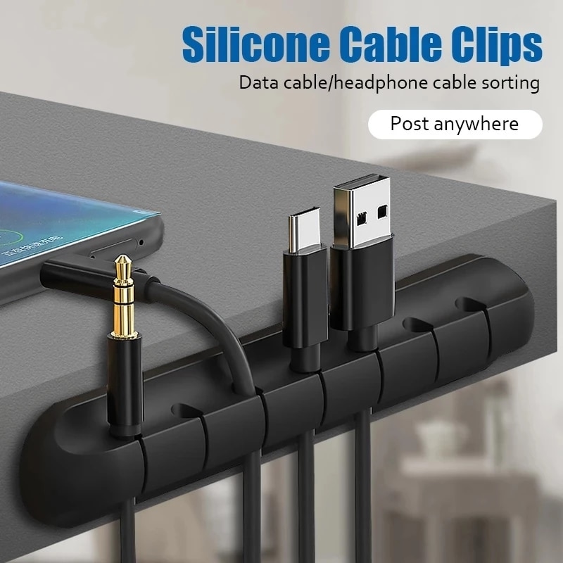 Cable Organizer Silicone USB Cable Winder Desktop Tidy Management Clips Cable Holder For Mouse Keyboard Headphone Wire Organizer