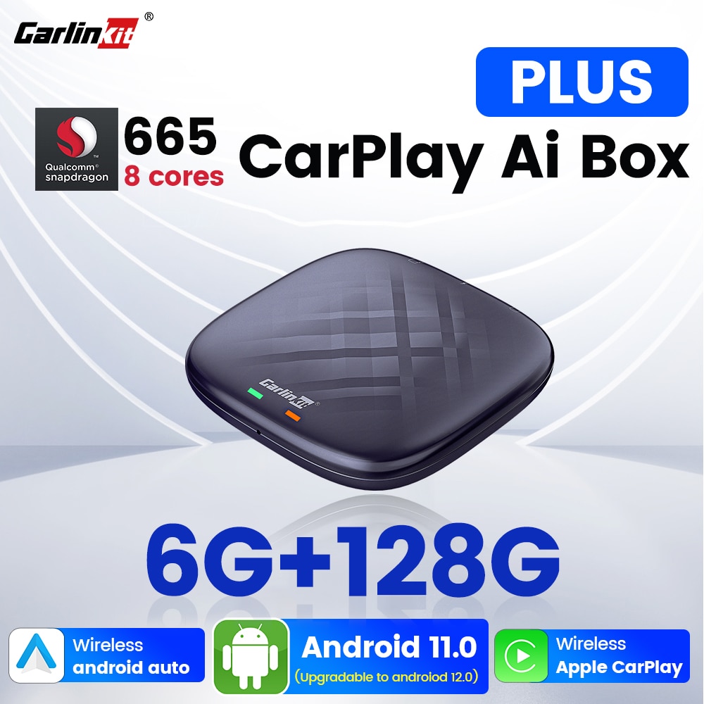 CarlinKit Plus CarPlay Ai Box 665 Android 11 6+128G Wireless Streaming Box CarPlay Android Auto TV Box Netflix Iptv 4G LTE 6125