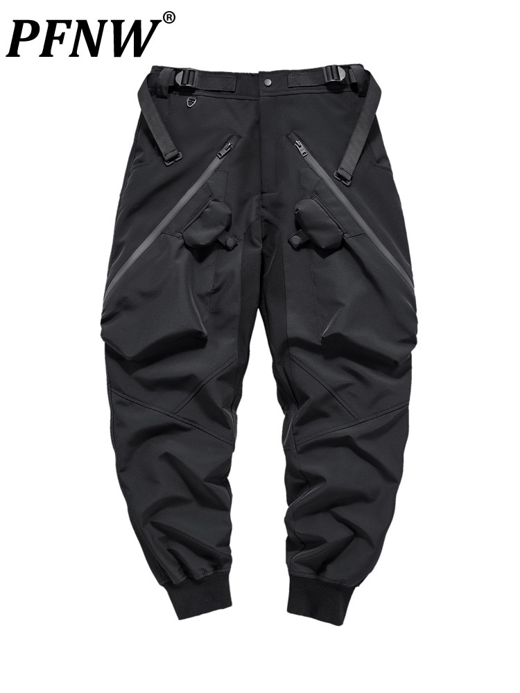 PFNW Functional Overalls Men's Tide Multi Pocket Zippered Paratroopers Casual Leggings Loose Darkwear Safari Style Pants 12