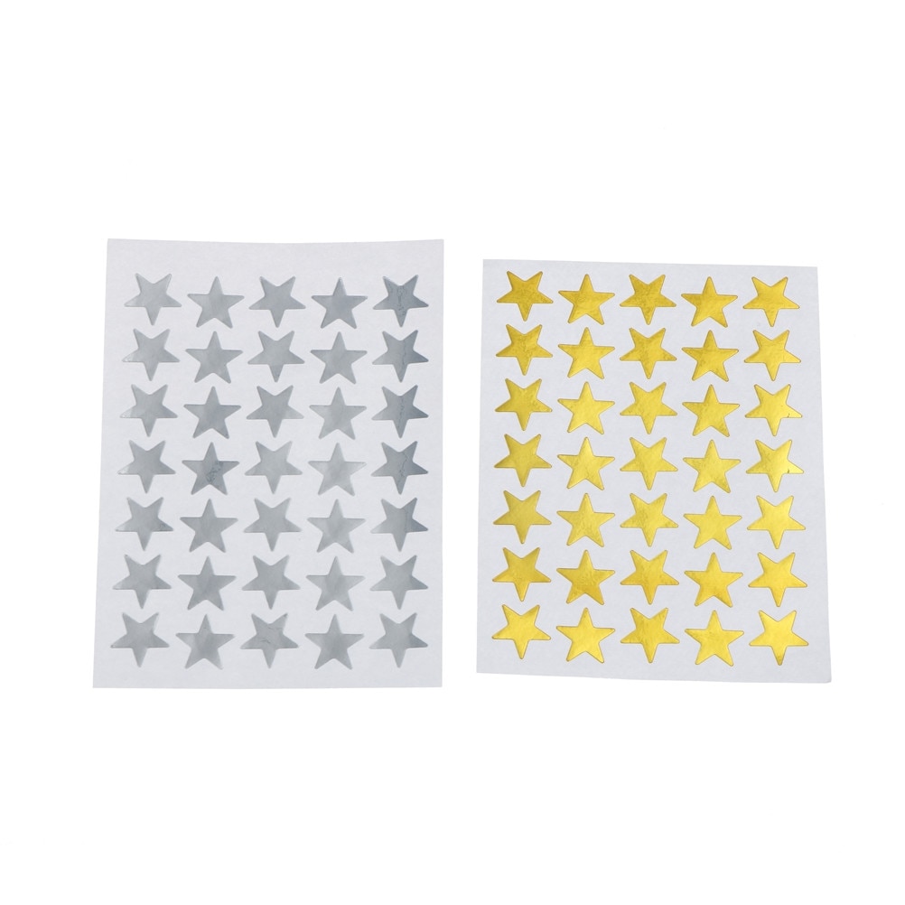 10pcs Lovely Star Sticker Teacher Label Reward Gold Silver Bronze Stationery Children Kid Students Gift