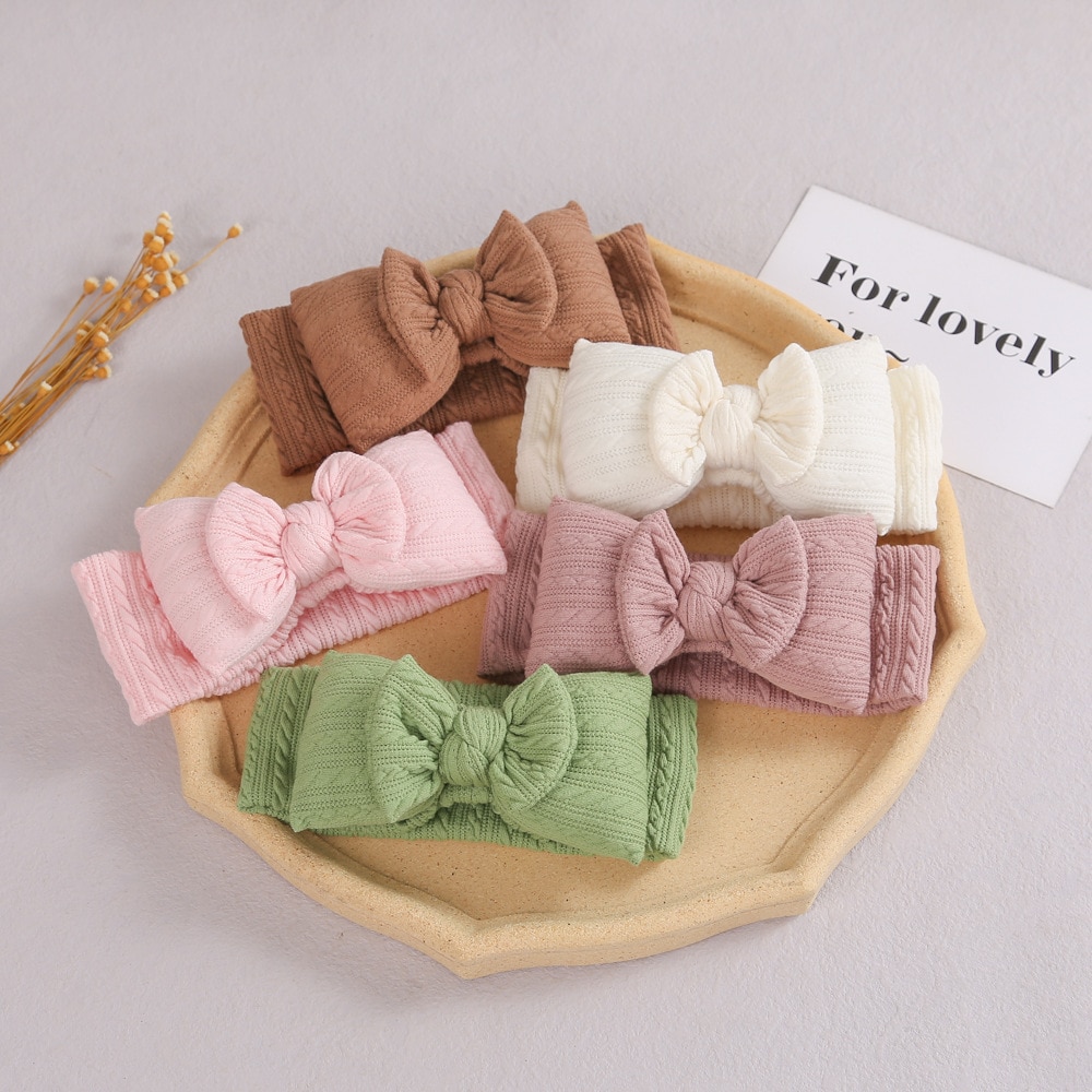 European and American hair accessories Children's hair band Autumn and winter cotton filled double layer bow knot baby head