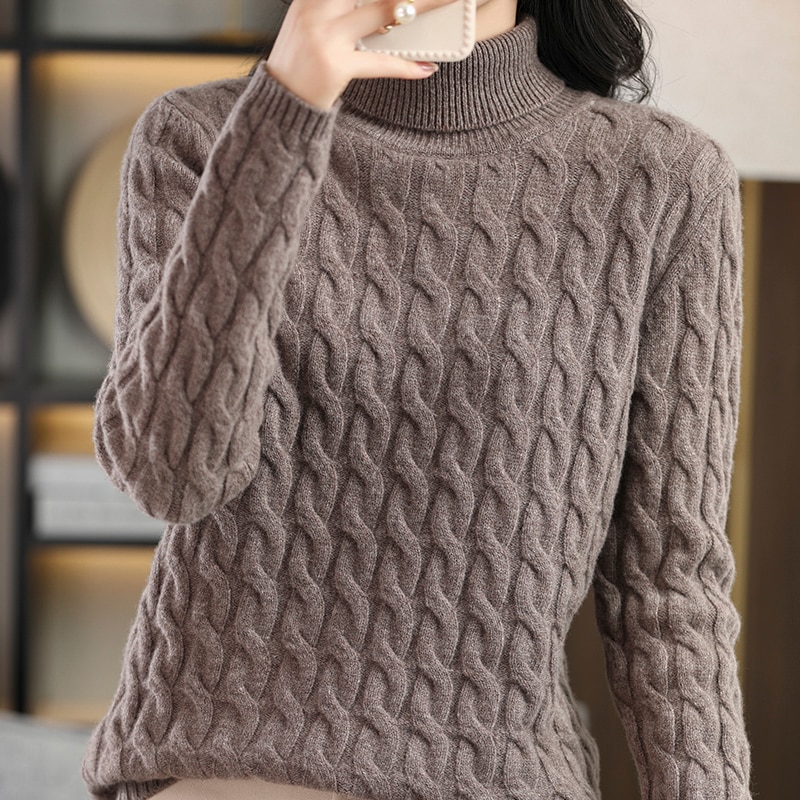 Thick Sweater Women Cashmere Turtleneck Sweaters Winter 2022 100% Merino Wool Knitted Pullover Korean Fashion Jumper Top Clothes