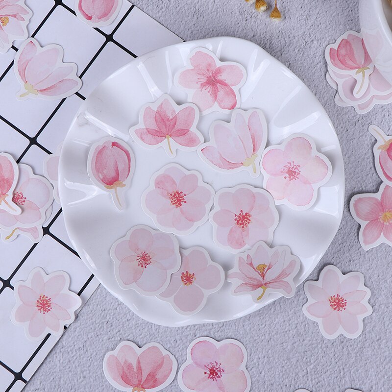 45pcs/pack Cherry Words Bullet Journal Decorative Stickers Adhesive Stickers DIY Decoration Diary Stationery Stickers