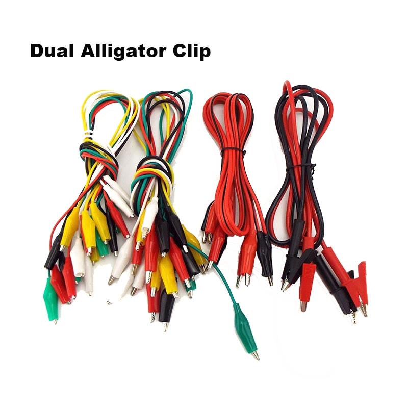 Dual Alligator Clip Connector Test Hook Cable Connector Tester Probe for Multimeter Electrical DIY Test Lead Crocodile Clips