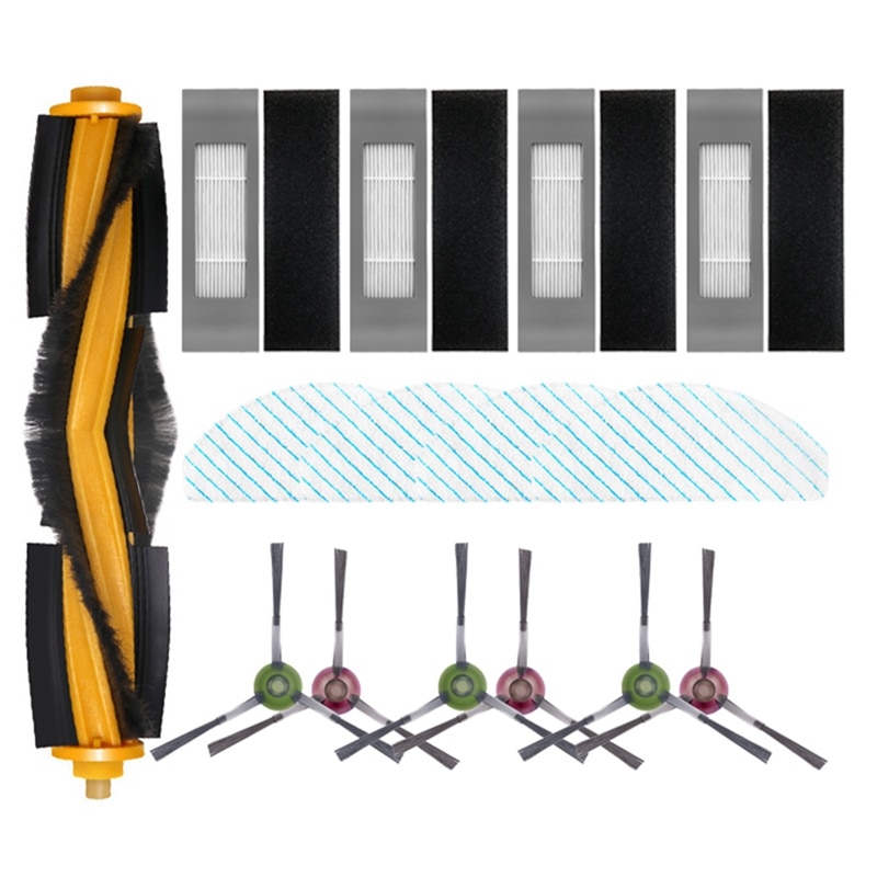 15 Accessories For Ecovacs Deebot Ozmo T9 , 1 X Main Brush, 6 Xside Brushes, 4 X Filters, 4 X Wipes For Deebot Ozmo T9