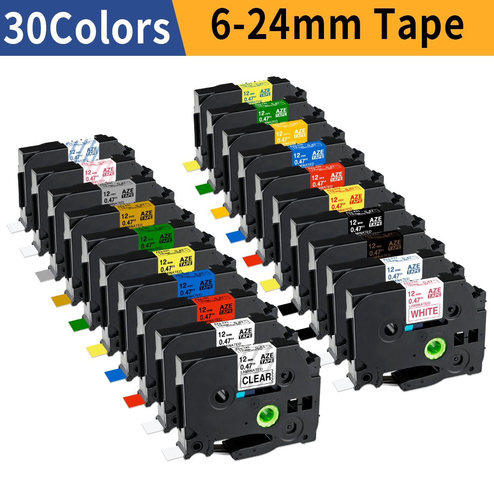 Compatible Label Tape tze231 for Brother Cartridges tze-Tape 12mm for Ptouch Label Maker Label Printer PTH110 PTH200 H105 P710BT