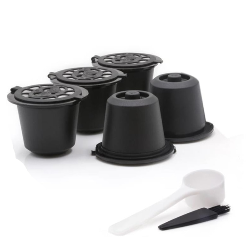 5 Reusable Nespresso Capsules Refillable Coffee Capsule Filter With Nespresso Coffee Machines With Coffee Spoon Brush