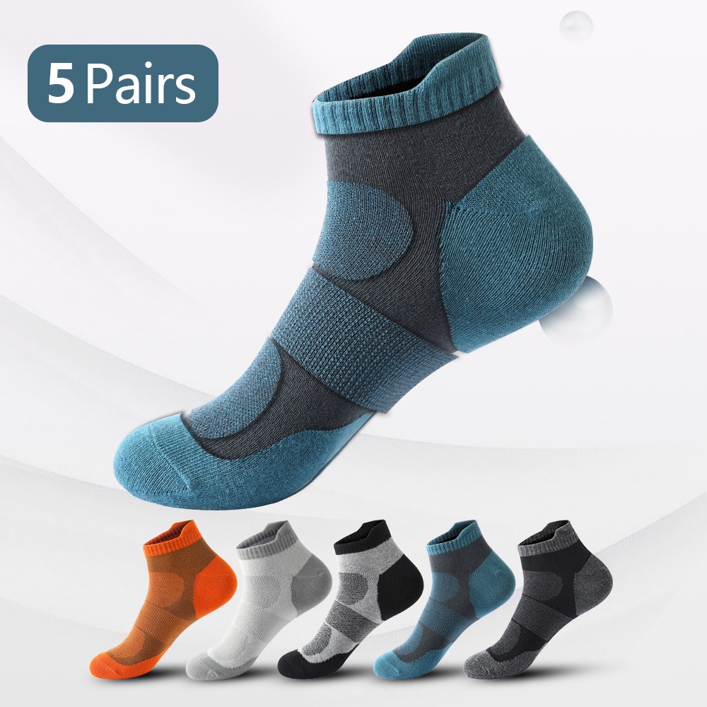 5 Pair High Quality Men Ankle Socks Breathable Cotton Sports Socks Mesh Casual Athletic Summer Thin Cut Short Sokken Size 38-45