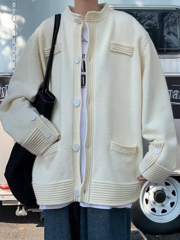 New In Autumn Winter Korean Fashion Thick Knitted Sweaters Jumper Long Sleeve Male Cardigan Stylish Men's Clothing Sweatshi