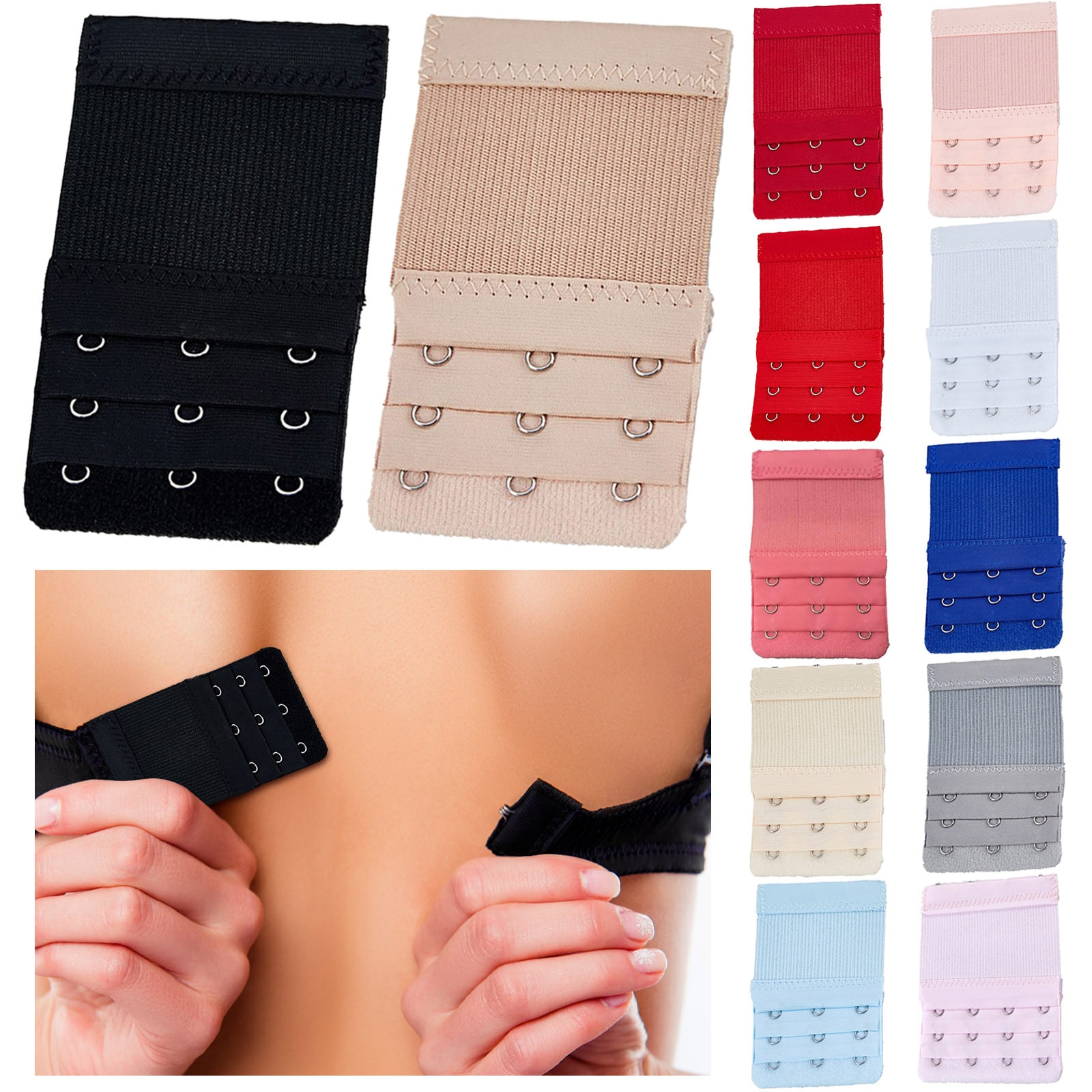 1-3pcs Bra Extenders Strap Buckle Extension 3 Hooks 3 Rows Hooks Bra Strap Extender Sewing Intimates Accessories Women Bra Strap